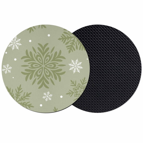 Sage Green Christmas Coasters Set of 2, Absorbent Coasters for Drinks, Winter Xmas Snowflakes Textured Coaster for Desk Coffee Table Protection, Home Decor House Warming Gifts 4"