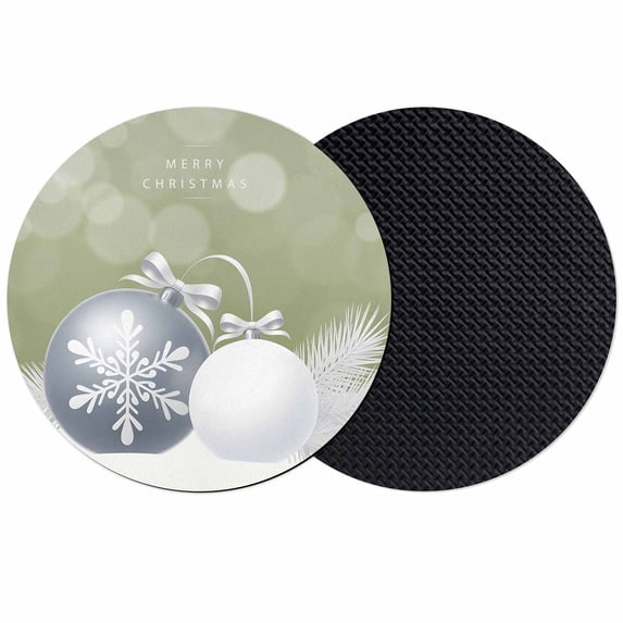 Sage Green Christmas Coasters Set of 2, Absorbent Coasters for Drinks, Xmas Balls Pine Needles Snowflakes Coaster for Desk Coffee Table Protection, Home Decor House Warming Gifts 4"