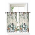 thumbnail image 1 of Sage Green Christmas Curtains 45 Inch Length,Sheer Curtains for Bedroom Living Room Window Snowman Xmas Tree Snowflake Elk Rustic Voile Drapes Kitchen Curtains Small Half Window 52"x45" 2 Panels, 1 of 7