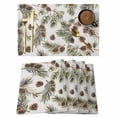 thumbnail image 1 of Sage Green Christmas Placemats Set of 4, Xmas Botanical Pine Cones Placemats for Dining Table, Place Mats for Kitchen Tabletop, Waterproof Wipeable Dining Table Mats Set, 1 of 9