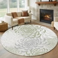 thumbnail image 1 of Sage Green Chrysanthemum Round Rugs 7ft, Farmhouse Botanical Floral Modern Non Slip Washable Rug Runner, Low Pile Indoor Floor Carpet Mat Bathroom Rugs for Living Room, Bedroom, Kids Room, 1 of 9