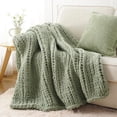 thumbnail image 1 of Battilo Sage Green Chunky Knit Throw Blanket,Thick Chenille Throw Blankets for Living Room,50"x60", 1 of 9