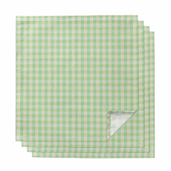 Sage Green Cloth Napkins, Grid Checkered Plaid Gingham Lattice Trellis Washable and Reusable Dinner Napkins Set of 4, Table Napkin for Kitchen Party Birthday Wedding Hotel Housewarming 20"x20"