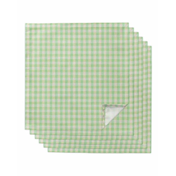 Sage Green Cloth Napkins Set of 6 Reusable Dinner Napkins, Grid Checkered Plaid Gingham Lattice Trellis Cocktail Napkin Washable Table Napkins for Wedding/Holiday Party/Baby Shower 20"x20"