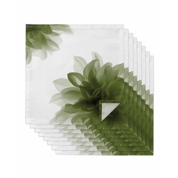 Sage Green Cloth Napkins Set of 8 Reusable Dinner Napkins, Boho Modern Floral Abstract Ombre Leaf White Cocktail Napkin Washable Table Napkins for Wedding/Holiday Party/Baby Shower 20"x20"