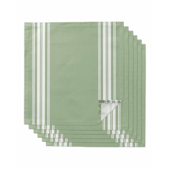 Sage Green Cloth Napkins Washable Set of 6, Farmhouse Sage Green White Striped Reusable Dinner Table Napkins Cloth Bulk for Weddings Kitchen Restaurants Hotel Events Parties 20 x 20 Inch