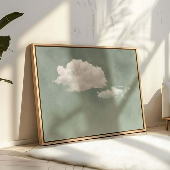 Sage Green Clouds Wall Art, Floating Framed Art, Giclée Print, Abstract Painting, Large Living Room Decor, Modern Minimalist Wall Art Wall Art, Modern Wall Decor, 8x12 UNFRAMED
