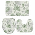 thumbnail image 1 of Sage Green Coastal Bath Mat 3 Piece Bathroom Rug Set, Coral Starfish Nautical Compass Non Slip Bath Rug Contour Mat and Toilet Lid Cover, Absorbent Shower Mats Soft Bath Rugs and Mats Sets, 1 of 8