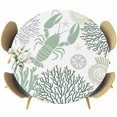 thumbnail image 1 of Sage Green Coastal Round Tablecloth 55-60 Inch Round Fitted Table Cloth with Elastic Edge, Summer Lobster Coral Nautical Waterproof Table Cover Protector for Outdoor Picnic Party Dining, 1 of 6