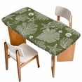 thumbnail image 1 of Sage Green Coastal Table Cloths for 4 Foot Rectangle Tables, Starfish Coral Summer Beach Ocean Patio Waterproof Elastic Fitted Tablecloths, Washable Rectangular Table Cover for Camping, 1 of 8
