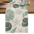 thumbnail image 1 of Sage Green Coastal Table Runner 90 Inches, Starfish Shell Coral Summer Beach Rustic Bed Runner Dresser Scarves Tabletop for Indoor Outdoor Parties/Ceremony/Banquet, 13" x 90", 1 of 9