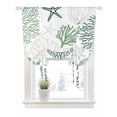 thumbnail image 1 of Sage Green Coastal Tie Up Curtains for Window, Thermal Insulated Balloon Shade Adjustable Rod Pocket Curtains Valance Panels for Kitchen Bathroom Cafe 42 x 63 Ocean Coral Starfish Shell Seahorse, 1 of 6
