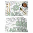thumbnail image 1 of Sage Green Coastal Turtle Placemats Set of 4 Ocean Coral Nautical Place Mats Indoor Wipeable Table Mats Washable Cloth Dining Table Placemats for Kitchen Holiday Party Home Decor 13x19 Inch, 1 of 9