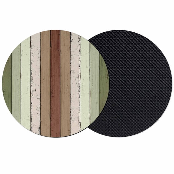 Sage Green Coasters Set of 2, Soft Absorbent Coasters for Drinks, Farmhouse Wood Grain Vintage Brown Striped Non-Slip Cup Coaster Mat with Rubber Bottom for Home Kitchen Coffee Bar Table Decor 4"