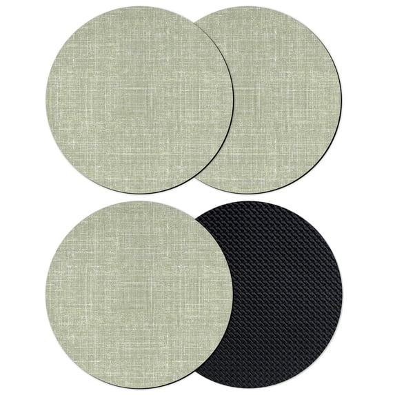 Sage Green Coasters Set of 4, Absorbent Coasters for Drinks, Rustic Farmhouse Linen Texture Coaster for Desk Coffee Table Protection, Home Decor House Warming Gifts 4"