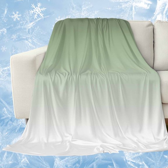 Sage Green Cooling Blanket for Hot Sleepers, Soft Breathable Cool Summer Blanket for Night Sweats, Farmhouse Sage Green Ombre Lightweight Ice Silk Sofa Throw Blankets All Season 30"x40"