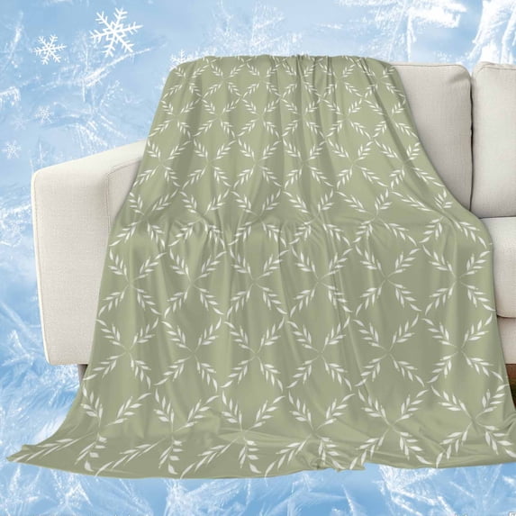 Sage Green Cooling Blanket,Lightweight Breathable Summer Throw Blanket with Double Sided Cold Effect,Geometric Flower Leaf Diamond Plaid Retro Picnic Blankets Bed Sheet for Hot Sleepers 50"x60"
