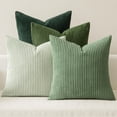 thumbnail image 1 of Sage Green Corduroy Throw Pillow Covers 18x18 Inch Set of 4, Soft Boho Farmhouse Cushion Covers for Couch Bed and Sofa, Modern Nordic Home Decor, 1 of 7