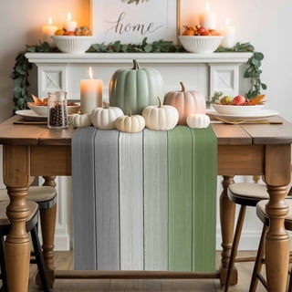 Sage Green Cotton Linen Table Runner, Washable Table Runners for Kitchen, Dining Room, Holiday, Home Party Table Decor, 13x120 Inches