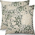 thumbnail image 1 of Sage Green Cream Dahlia Pillow Covers 18x18 Set of 2 Rustic Geometric Spring Floral Outdoor Decorative Throw Pillows Summer Farmhouse Pillowcases Linen Cushion Case Decor for Home Sofa Couch Bed, 1 of 6