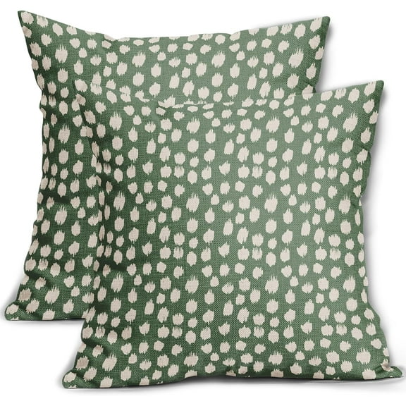 Sage Green Cream Dots Pillow Covers 18x18 Set of 2 Boho Design Polka Dot Throw Pillows Modern Trendy Print Outdoor Decorative Pillowcase Square Linen Cushion Cases Decor for Sofa Couch Bed