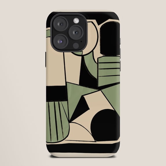 Sage Green, Cream and Black Geometric Shapes Tough Case for Apple ...