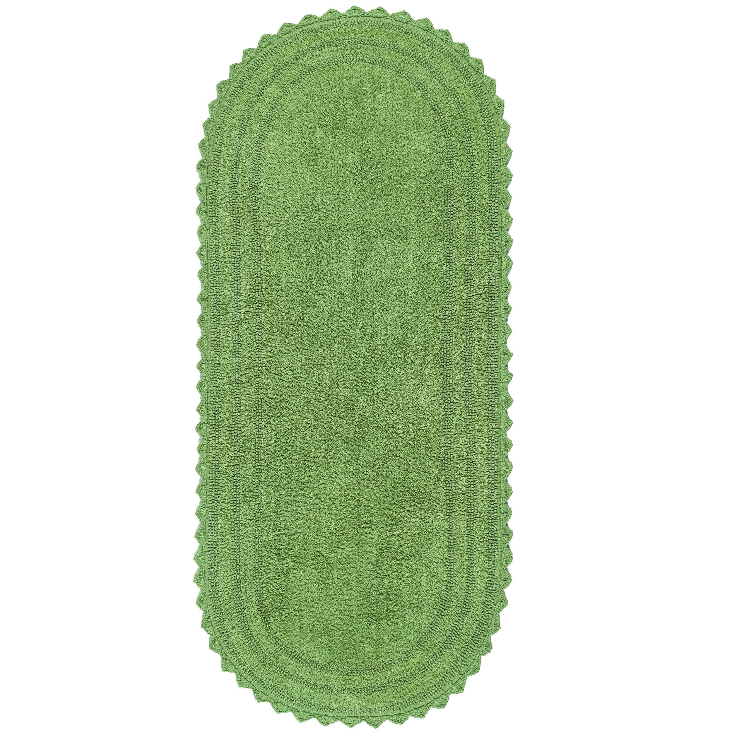 Sage Green Crochet Reversible Bath Mat Runner 100 Cotton 60" Long