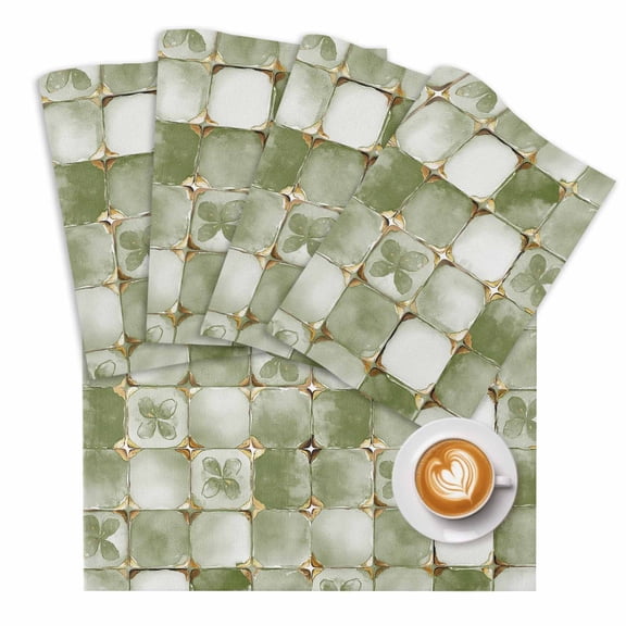 Sage Green Crystal Flower Placemats Set of 1 Irregular Texture Place Mats Washable Table Mats for Party Kitchen Dining Decoration, 13 X 19 Inch