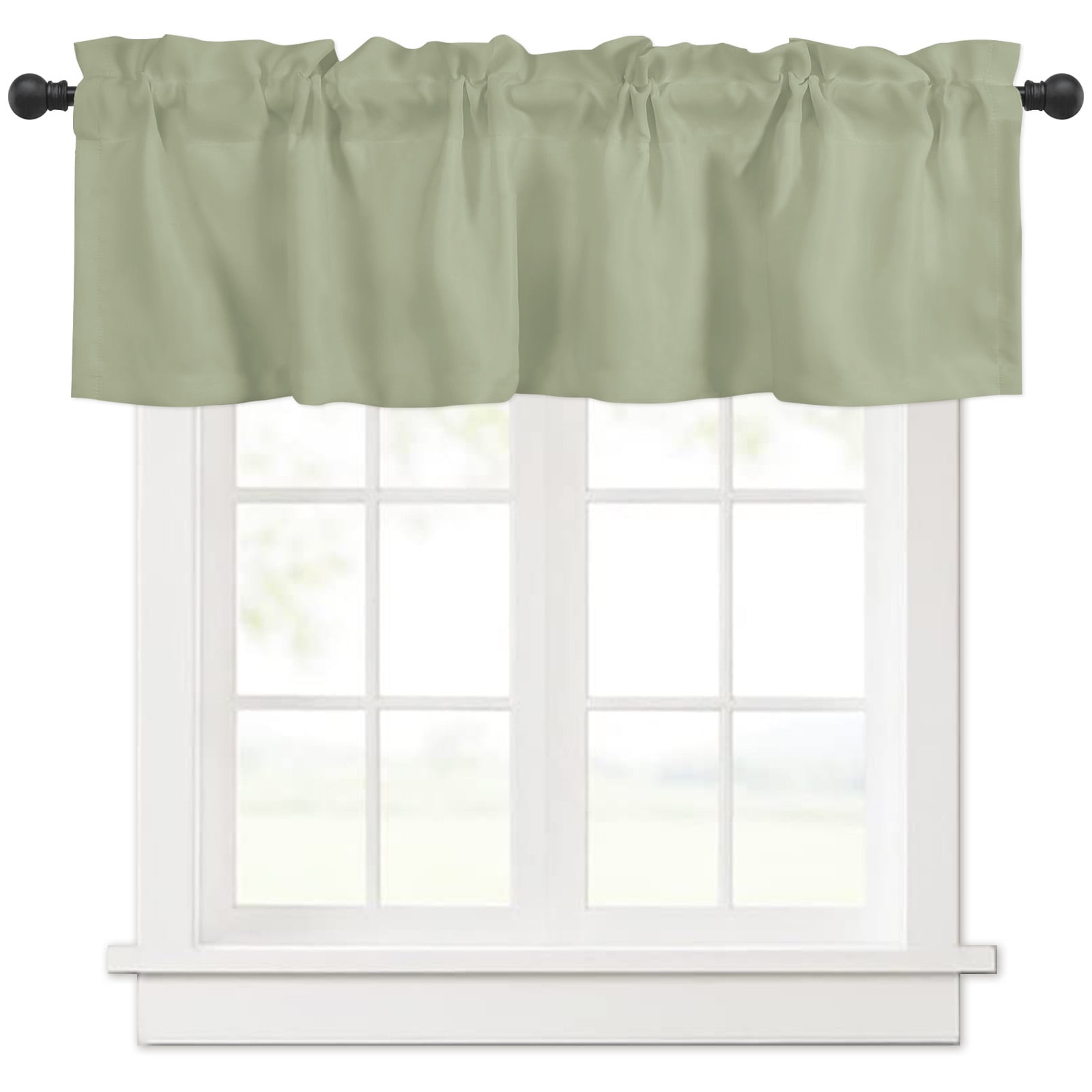 Sage Green Curtain Valances for Windows Treatment Tier Curtains ...