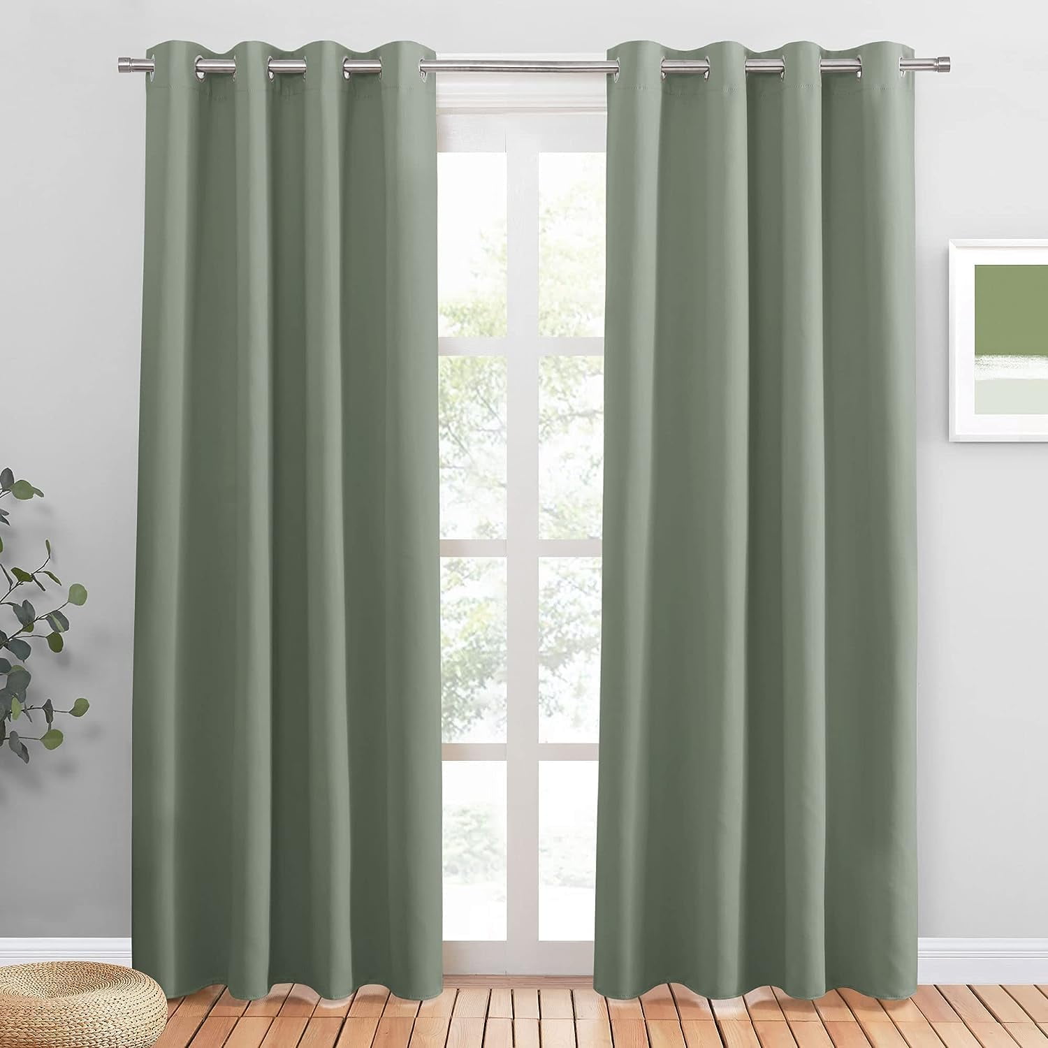 Sage Green Curtains 102 Inches Long For Big Window, Extra Long Light