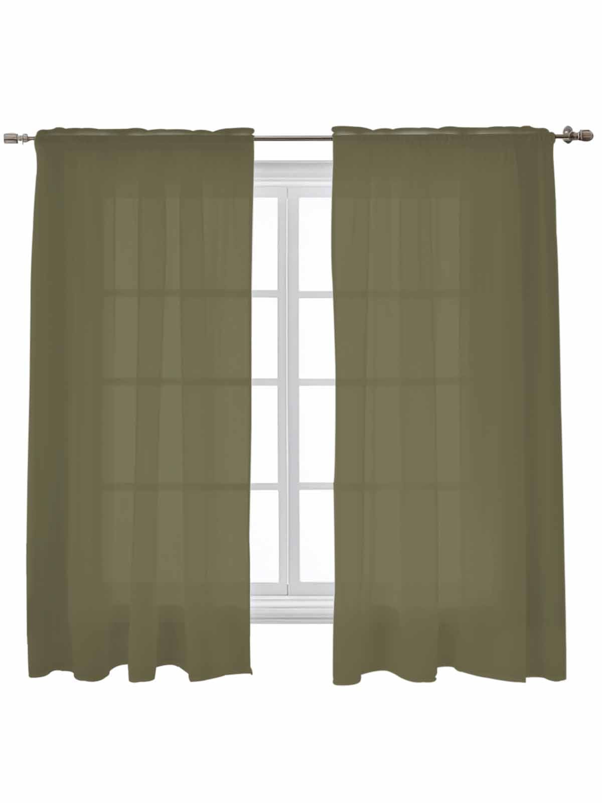 Sage Green Curtains 63 Inch Length, Sheer Curtains for Bedroom Living ...