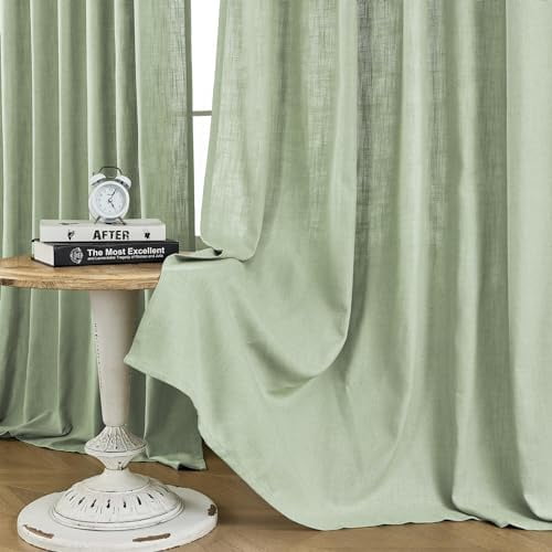 Sage Green Curtains 84 Inch Length, Modern Farmhouse Panels for Living Room, Dining Room, Bedroom Aesthetic