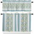 thumbnail image 1 of Sage Green Daisy Kitchen Curtains, Farmhouse Floral Green Striped 3-Piece Kitchen Curtain Valance and Tiers Set 24 Inch Length, Rod Pocket Half Window Curtains for Cafe Living Room Bathroom, 1 of 6