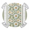 thumbnail image 1 of Sage Green Daisy Round Tablecloth for 36-44 Inch Tables, Fitted Table Cover with Elastic Edge, Farmhouse Floral Green Striped Waterproof Outdoor Table Cloth Protector for Patio Garden Dinner Picnic, 1 of 9