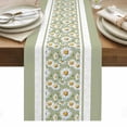 thumbnail image 1 of Sage Green Daisy Table Runner - 60 Inch Long, Kitchen Dining Table Runner Dresser Scarves, Farmhouse Floral Green Striped Farmhouse Decor for Coffee Tables Wedding Party Banquet, 1 of 8