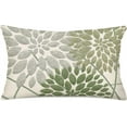 thumbnail image 1 of Sage Green Decorative Dahlia Boho Lumbar Pillow Covers 12x20 Inch, Geometric Floral Elegant Gray Green White Decor Rustic Farmhouse Throw Pillows Cushion Cases for Sofa Bed Decorations, 1 of 4