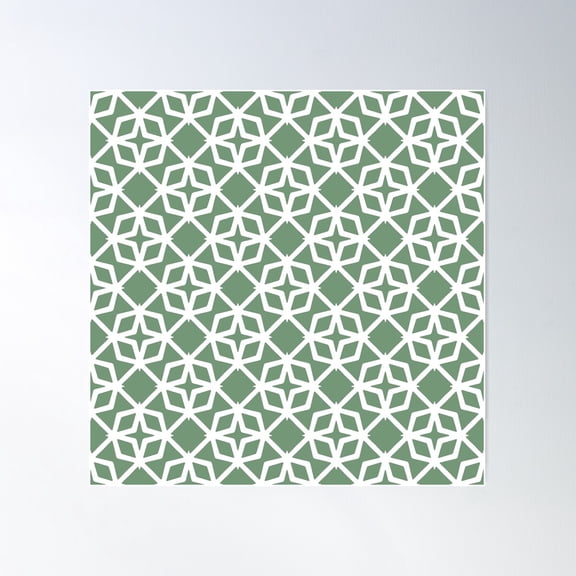 Sage Green Diamond Star Geometric Pattern Poster Wall Art, Modern Wall Decor For Living Room Bedroom, 24x24 UNFRAMED