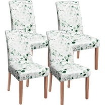 Sage Green Dining Room Chair Covers Set of 4, Farmhouse Leaf Watercolor Floral Dining Chair Covers, Stretch Removable Washable Dining Chair Covers for Holiday Kitchen Dining Room Decor
