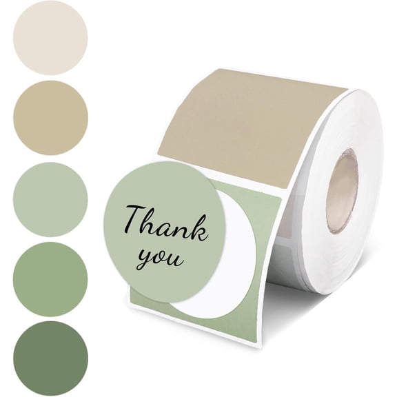 Sage Green Direct Thermal Labels 5 Colors One Lucky Duck Round Self-Adhesive Printer Decals 2 Inch Thermal Label Stickers for Candle Baking Mallard Duck Party DIY Name Tag Logo Design, 500 Pcs