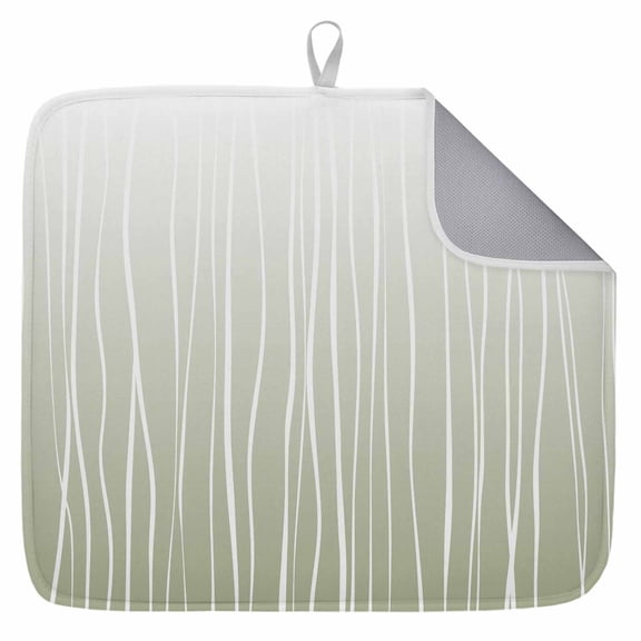Sage Green Dish Drying Mat for Kitchen Counter,Ombre Gradient Striped Minimalist Texture Dish Mat Drying Kitchen Mat for Sink Fridge Drawer Dishes Drainer Mats Microfiber Drying Pad 1pcs 18"x24"