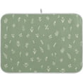 thumbnail image 1 of Sage Green Dish Drying Mat Quick Absorbent 16x18 Doodled Botany Flowers Leaves Herbs Plants Kitchen Drying Mat for Countertop Sink Reusable Dishes Mats Kitchen Essentials, 1 of 7