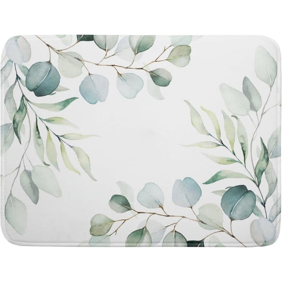 Sage Green Dish Drying Mats for Kitchen Counter Large Drying Mat for Dishes Microfiber Dish Rack Mat Kitchen Decor Spring Leaf Flower Drainer Pad Washable Foldable Ultra Absorbent Dry Mat 1824 Inch