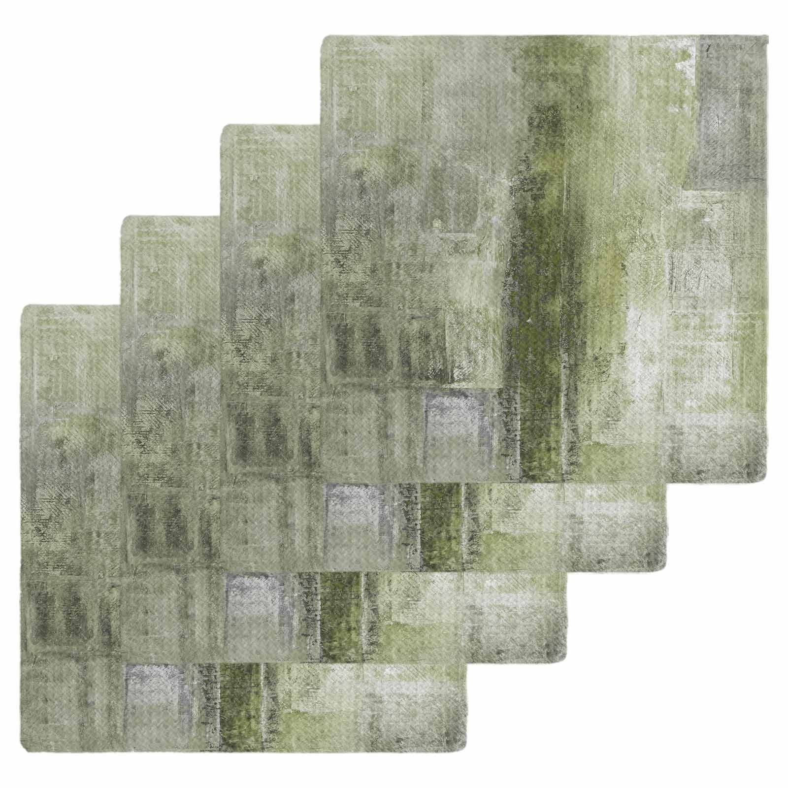 Sage Green Dish Towels Set,Waffle Weave Kitchen Towels 4Pcs, Retro Oil Painting Modern Abstract Art Aesthetics Microfiber Hair Face Bath Tea Towel Absorbent Quick Drying Cleaning Dish Cloths 12"x12"