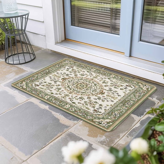 Sage Green Door Mat Indoor Outdoor, Southwest Tribal Antique Boho-Chic Heritage Non Slip Welcome Mat with Rubber Backing, Absorbent Fabric Front Door Mats Entryway Rug for Home Patio Entrance 24"x36"