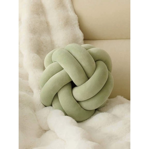 Sage Green Double Twisted Knot Decorative Throw Pillow For Sofa Couch Bedside Coffee Table
