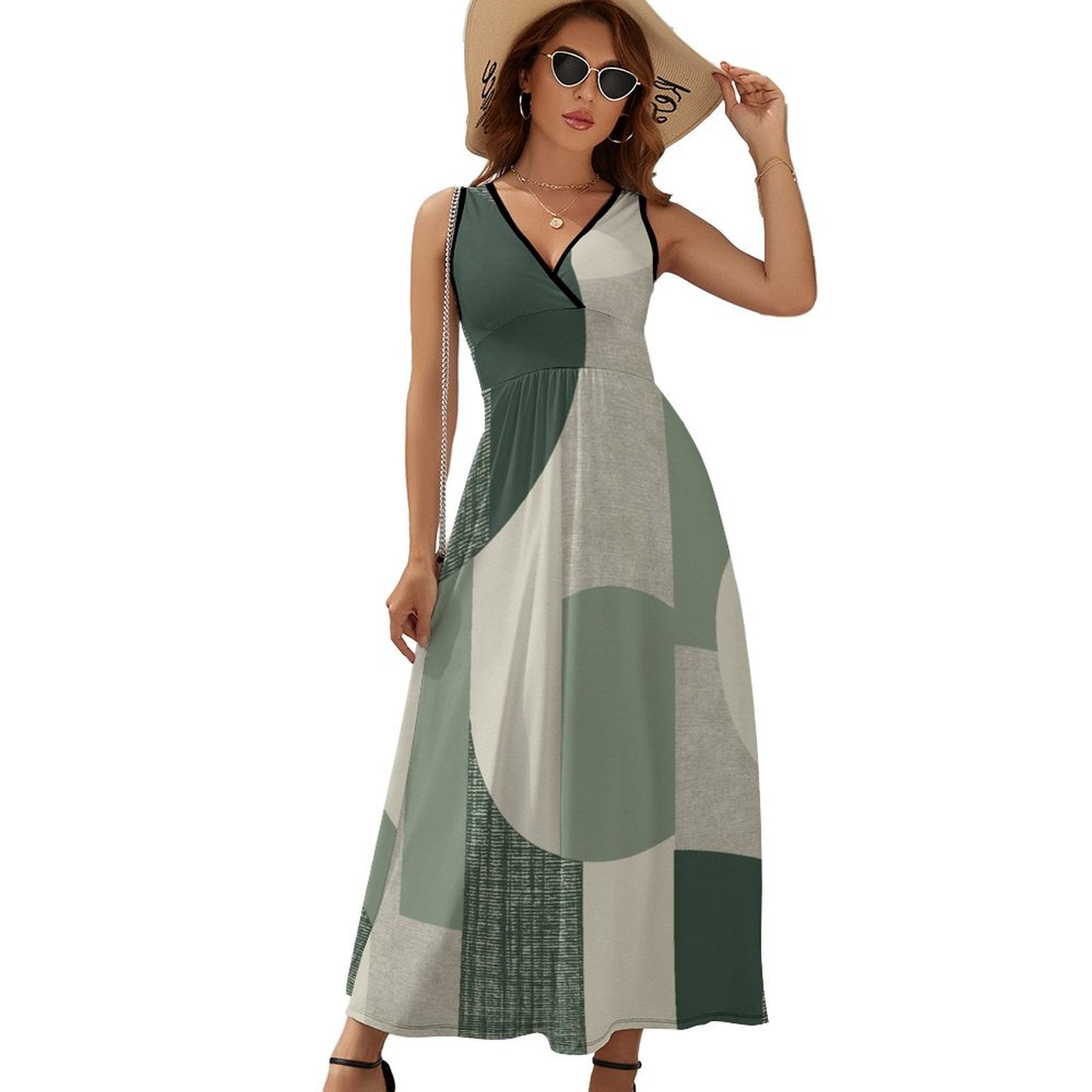 sage green asymmetrical dress Asymmetrical Polka Dot Sheath Maxi Wedding Guest Dress main image 1