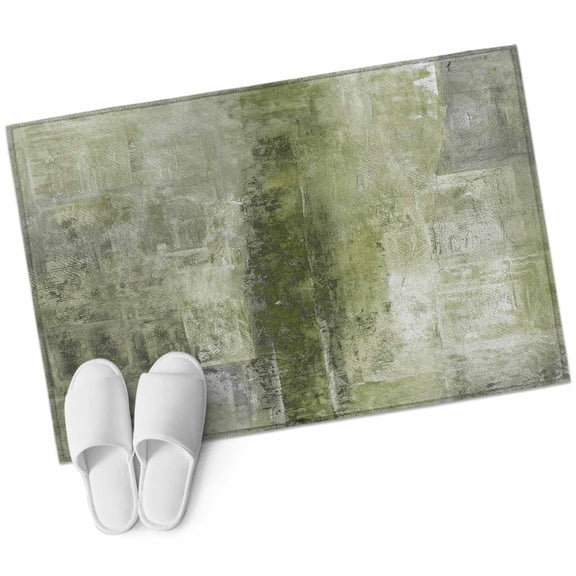 Sage Green Entryway Rug 2x3 Area Rug Washable Indoor Doormat Small Bathroom Rugs Non-Slip Low Pile Accent Throw Rugs Retro Oil Painting Modern Abstract Art Aesthetics Floor Carpet for Kitchen Bedroom