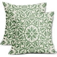 thumbnail image 1 of Sage Green Ethnic Boho Pillow Covers 18 X 18 Inch Bohemian Carpet Style Vintage Sage Flower Print Decorative Throw Pillows Outdoor Linen Square Cushion Case Farmhouse Decor for Home Sofa Bed Set of 2, 1 of 6