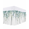 thumbnail image 1 of Sage Green Eucalyptus Bed Skirt King Size, Watercolor Botanical Leaves Wrap Around Bed Skirting with Adjustable Elastic Strap, Dust Ruffle Pleated Bedskirts 16 Inch Drop for Bedroom King Beds, 1 of 9