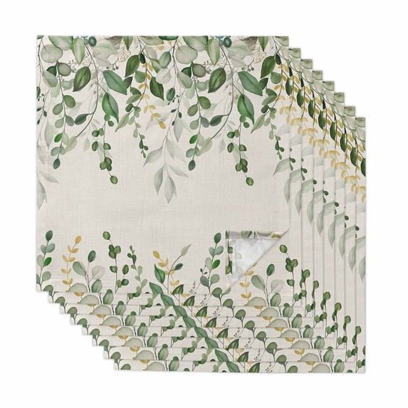 Sage Green Eucalyptus Cloth Napkins, Farmhouse Weeping Leaves Linen Washable and Reusable Dinner Napkins Set of 8, Table Napkin for Kitchen Party Birthday Wedding Hotel Housewarming 20"x20"